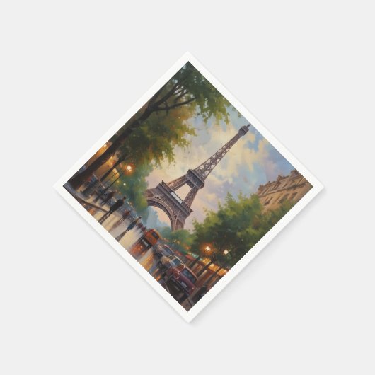 Eiffelturm Paris Vintage Retro Art Serviette (Ecke)