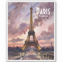 Eiffelturm Paris Wasserfarben bei Dämmerung mit in
