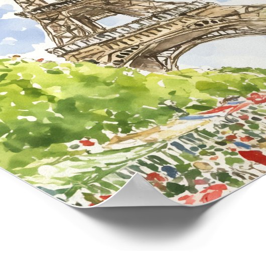 Eiffelturm Paris Wasserfarben Kunst, Dichtung und Poster (Ecke)