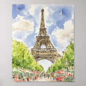Eiffelturm Paris Wasserfarben Kunst, Dichtung und  Poster (Vorne)