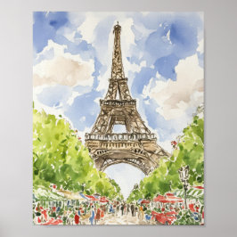 Eiffelturm Paris Wasserfarben Kunst, Dichtung und  Poster