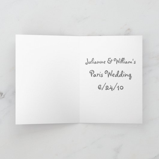 Eiffelturm Paris Wedding Save the Date Card Ankündigung (Innenseite)