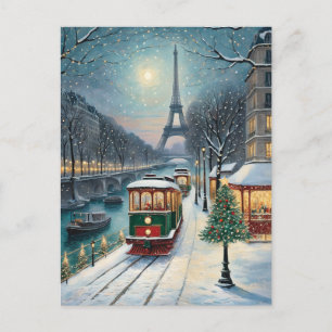 Eiffelturm Paris Winterschneeszene Postkarte