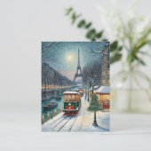 Eiffelturm Paris Winterschneeszene Postkarte (Stehend Vorderseite)