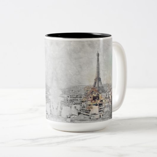 Eiffelturm Paris Zwei-Tone-Kaffee-Tasse - Frankrei Zweifarbige Tasse (VorderseiteRechts)