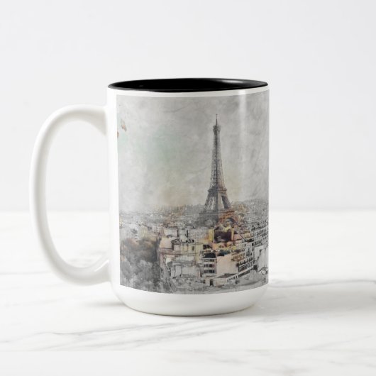 Eiffelturm Paris Zwei-Tone-Kaffee-Tasse - Frankrei Zweifarbige Tasse (Links)