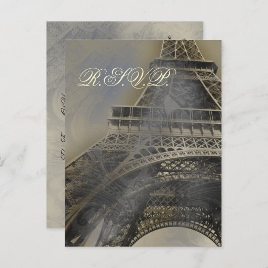 eiffelturm Pariser Franz Wedding Rsvp-Karte Einladungspostkarte (Vorne/Hinten)