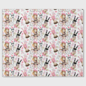 Eiffelturm Pariser Girl Paris Blume Rosa Herz Geschenkpapier (Flach)