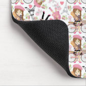Eiffelturm Pariser Girl Paris Blume Rosa Herz Mousepad (Ecke)