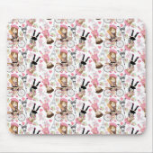 Eiffelturm Pariser Girl Paris Blume Rosa Herz Mousepad (Vorne)
