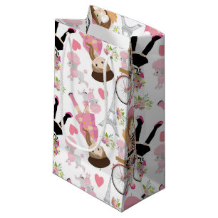 Eiffelturm Pariser Girl Paris Blume Rosa Kleine Geschenktüte