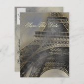 Eiffelturm Pariser Hochzeit Retten Sie das Datum Ankündigungspostkarte (Vorne/Hinten)