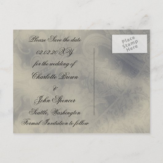 Eiffelturm Pariser Hochzeit Retten Sie das Datum Ankündigungspostkarte (Rückseite)