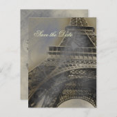 Eiffelturm Pariser Hochzeit Retten Sie das Datum Ankündigungspostkarte (Vorne/Hinten)