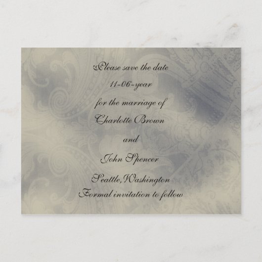 Eiffelturm Pariser Hochzeit Retten Sie das Datum Ankündigungspostkarte (Rückseite)