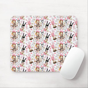 Eiffelturm Pariser Mädchen Paris Blume Rosa Herz Mousepad