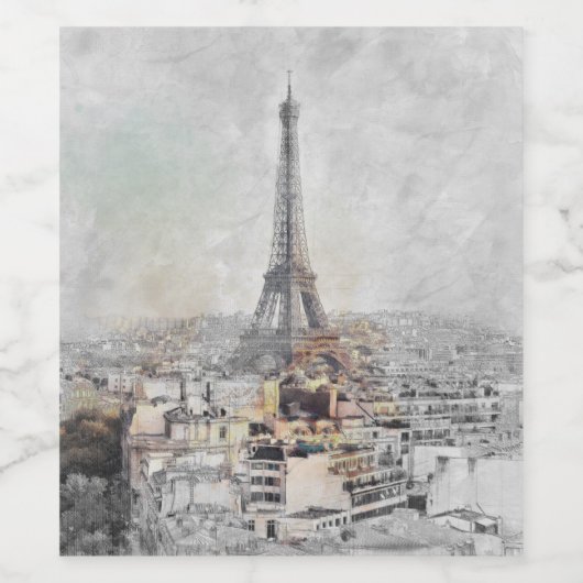 🍷 Eiffelturm Pariser Weinkarte - Elegantes Franzö Weinetikett (Einzelnes Label)