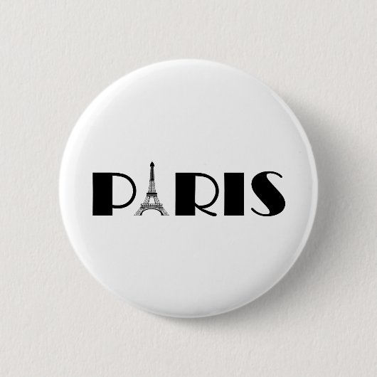 Eiffelturm-Parisschwarzes u. -WEISS Button (Vorderseite)