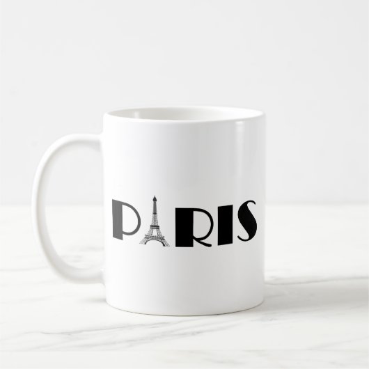 Eiffelturm-Parisschwarzes u. -WEISS Kaffeetasse (Links)
