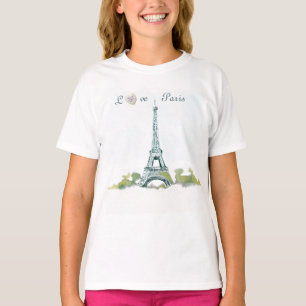 Eiffelturm-Pen und Tintenzeichnung Liebe Paris T-Shirt