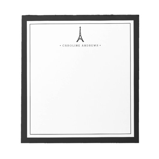 Eiffelturm Personalisiert Notepad | Schwarz/Weiß Notizblock (Vorderseite)