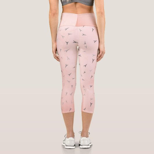 Eiffelturm Pink Capri Leggings (Rückseite)