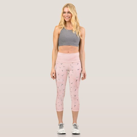 Eiffelturm Pink Capri Leggings (Vorderseite)