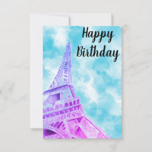 Eiffelturm Pink Happy Geburtstagskarte Dankeskarte