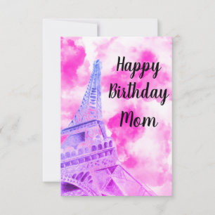 Eiffelturm Pink Happy Geburtstagskarte Dankeskarte
