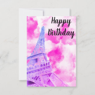 Eiffelturm Pink Happy Geburtstagskarte Dankeskarte