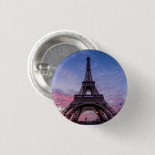 Eiffelturm Pink Lila Sky Button (Vorne & Hinten)
