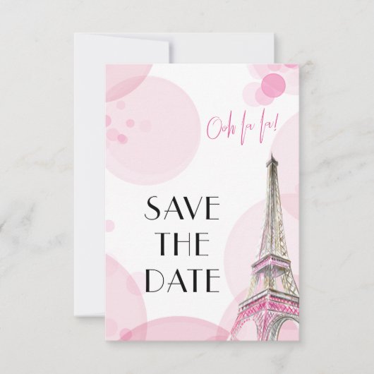 Eiffelturm Pink Paris Sweet 16 Save The Date (Vorderseite)