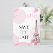 Eiffelturm Pink Paris Sweet 16 Save The Date (Stehend Vorderseite)