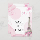 Eiffelturm Pink Paris Sweet 16 Save The Date (Vorne/Hinten)