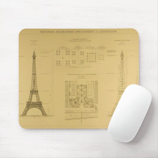 Eiffelturm-Pläne Mousepad (Mit Mouse)