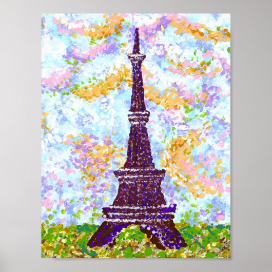 Eiffelturm Pointillism Helle Landschaft K Hubler Poster (Vorne)