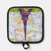 Eiffelturm Pointillism Landschaftsbild Potwarenbes Topflappen (Vorderseite)