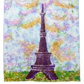 Eiffelturm Pointillismus Frühjahrslandschaft Duschvorhang (Vorderseite)
