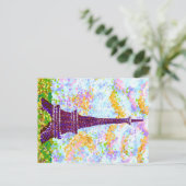 Eiffelturm Pointillismus Frühjahrslandschaft Feiertagspostkarte (Stehend Vorderseite)