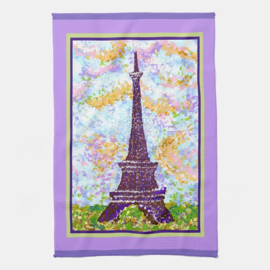 Eiffelturm Pointillismus Frühjahrslandschaft Geschirrtuch (Vertikal)