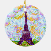 Eiffelturm Pointillismus Frühjahrslandschaft Keramik Ornament (Hinten)