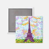 Eiffelturm Pointillismus Frühjahrslandschaft Magnet (Vorderseite/Rückseite)
