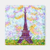 Eiffelturm Pointillismus Frühjahrslandschaft Magnet (Vorne)