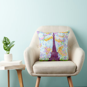 Eiffelturm Pointillismus Frühlingslandschaft Kissen