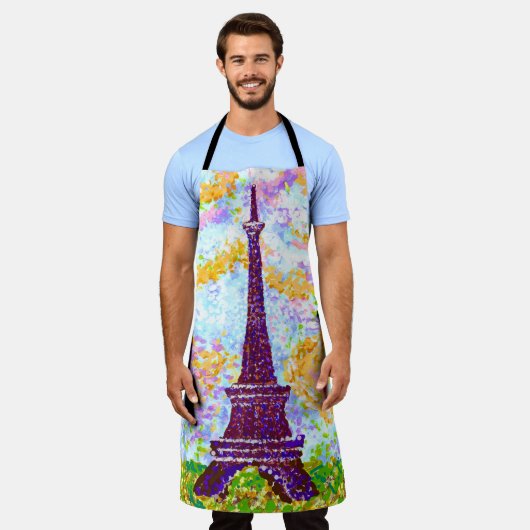 Eiffelturm Pointillismus Frühlingslandschaft Schürze (Getragen)
