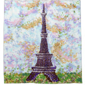 Eiffelturm Pointillismus Grass Cloud Sky Landschaf Duschvorhang (Vorderseite)