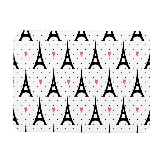 Eiffelturm Polka Dots & Hearts Muster Magnet (Horizontal)