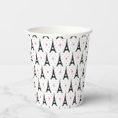 Eiffelturm Polka Dots & Hearts Muster Pappbecher (Rückseite)