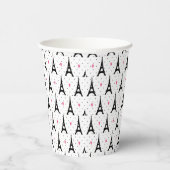 Eiffelturm Polka Dots & Hearts Muster Pappbecher (Rechts)