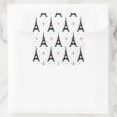 Eiffelturm Polka Dots & Hearts Muster Quadratischer Aufkleber (Tasche)
